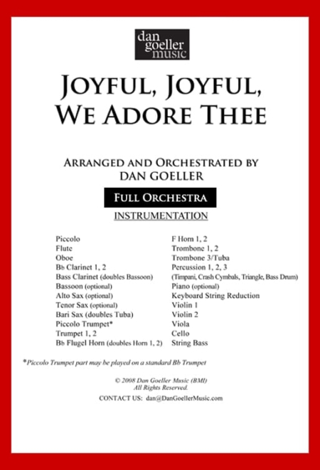 Hymn Arrangement for Orchestra "Joyful, Joyful, We Adore Thee"